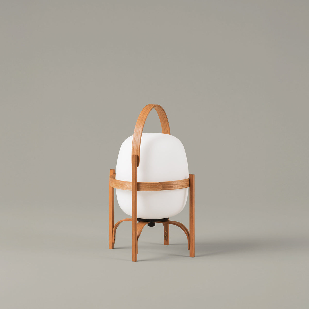 Cestita Batería portable lamp in cherry wood with an opal globe, switched off