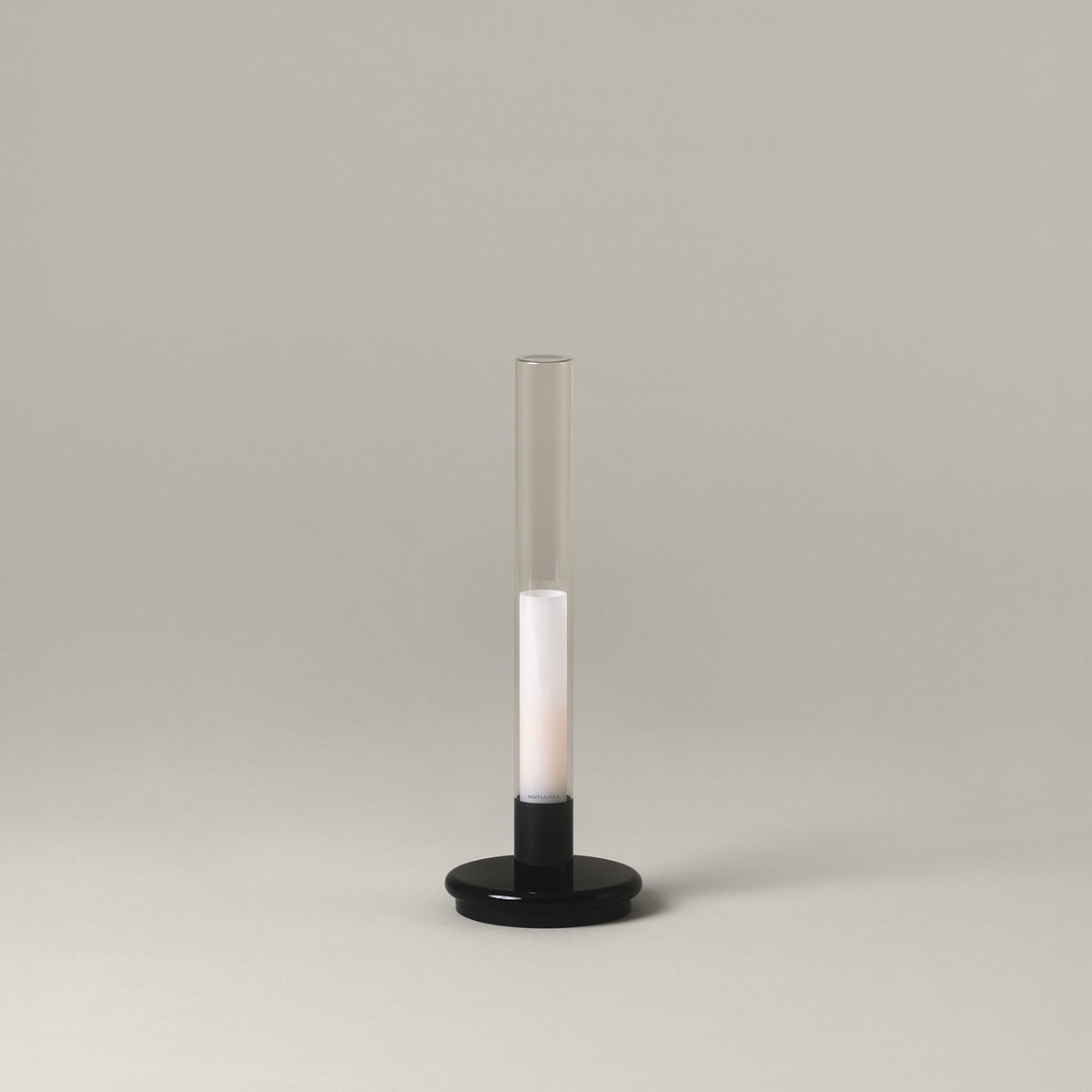 Sylvestrina portable lamp with a black base, switched off